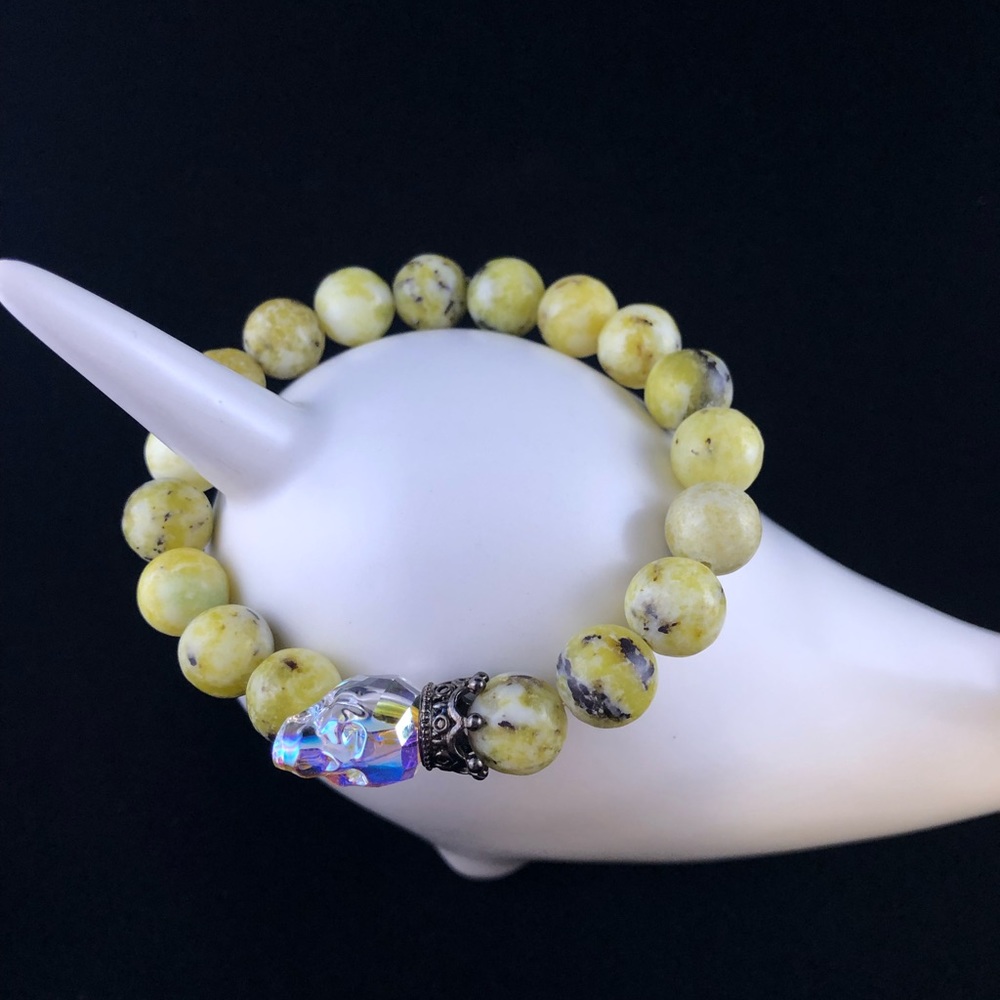 Yellow turquoise crystal skull beaded bracelet